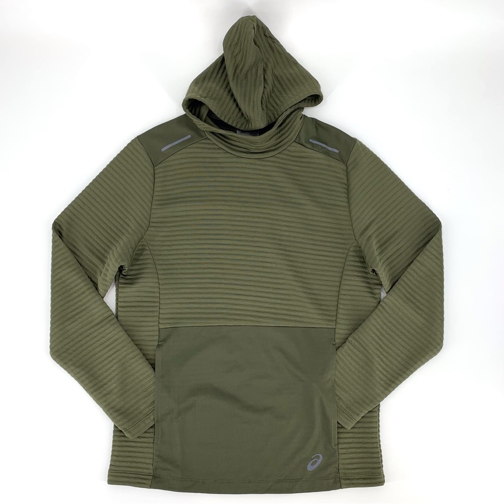Asics NWOT Mens' Green Ribbed Polyester Ottoman Pullover Hoodie, Small